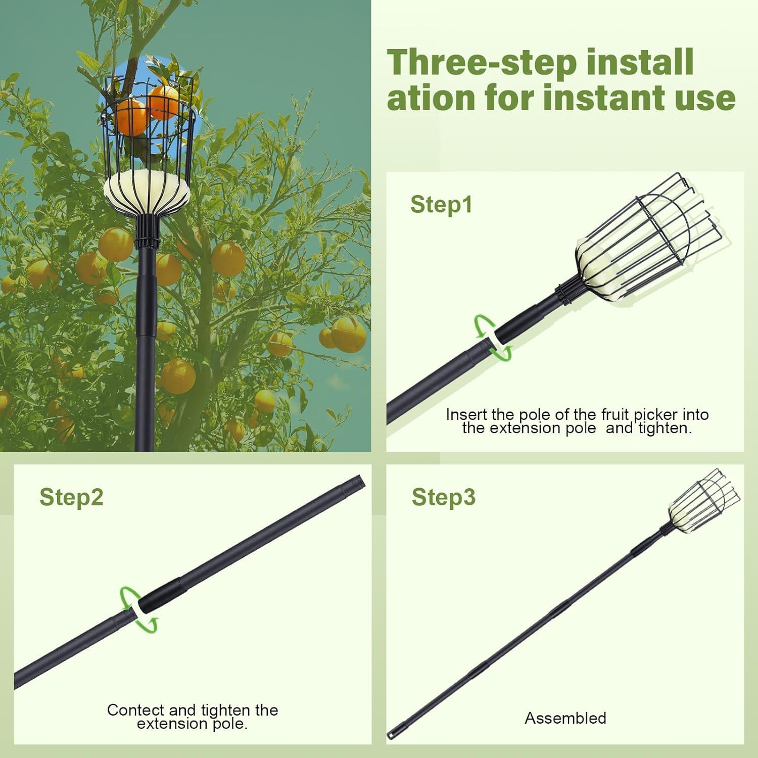 ABtool fruit picker with portable storage bag for easy transport