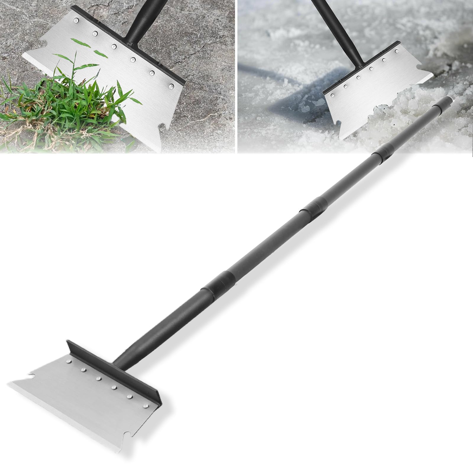ABtool Garden Flat Shovel Scraper with adjustable-handle for ergonomic reach in tall tasks