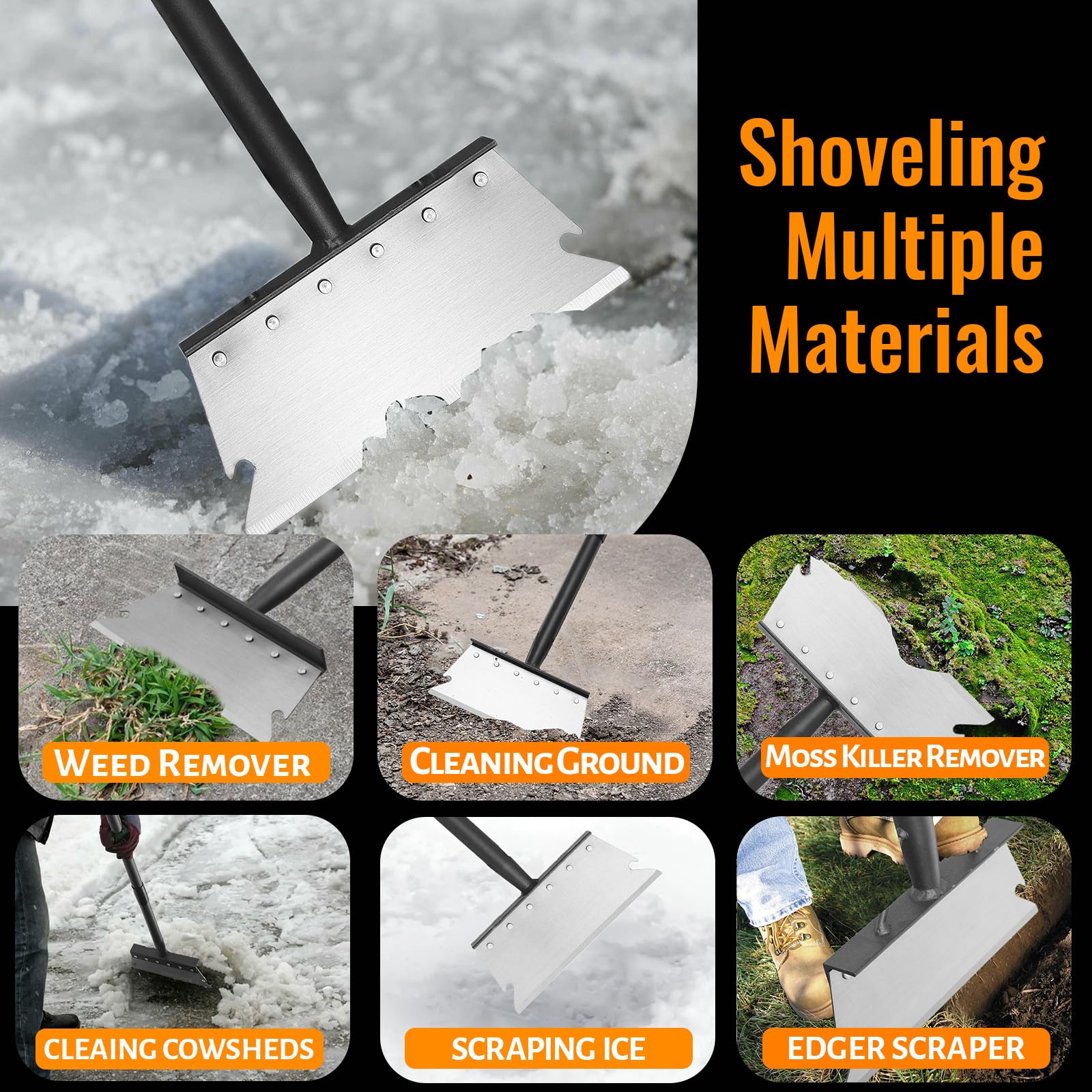 ABtool Garden Flat Shovel Scraper durable-alloy-head withstands heavy use
