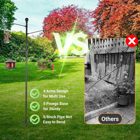 ABtool outdoor shepherd hook provides robust base for secure garden installations.