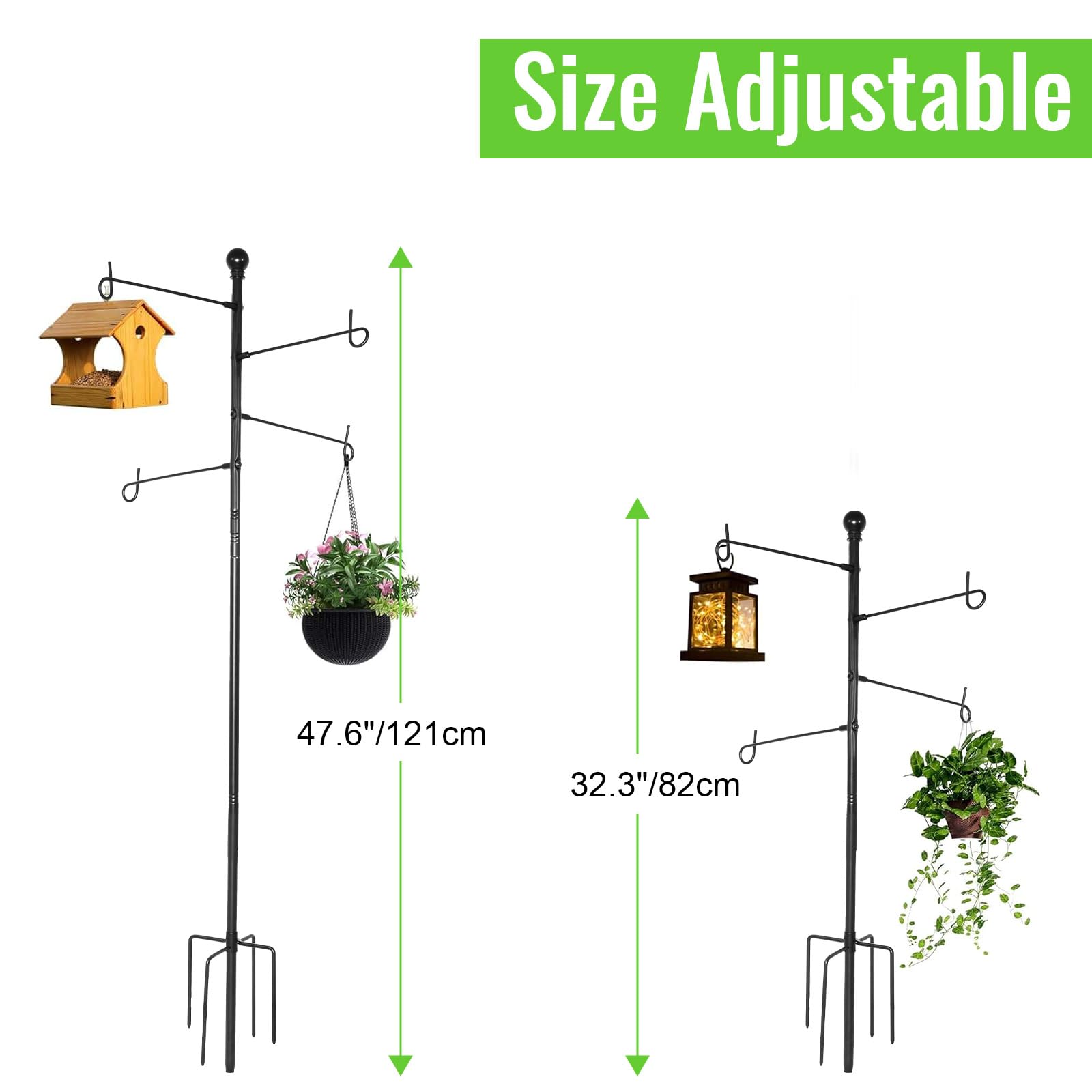 ABtool adjustable-height shepherd hook enables tailored plant displays.