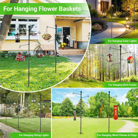 ABtool multi-purpose garden hook supports lanterns, wind chimes, baskets, and more.