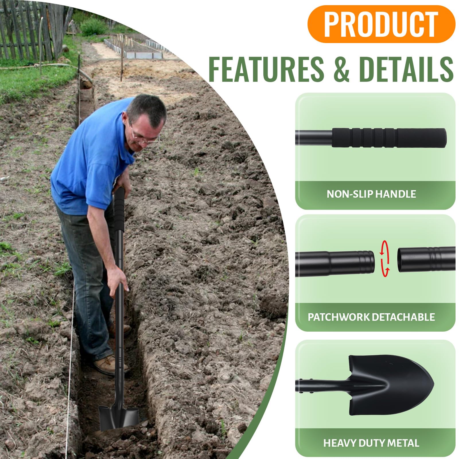 ABtool ergonomic non slip handle provides comfortable grip during prolonged weeding and transplanting