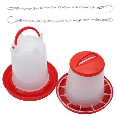 Abustle pig chicken feeder hanging setup keeps feed off the coop floor
