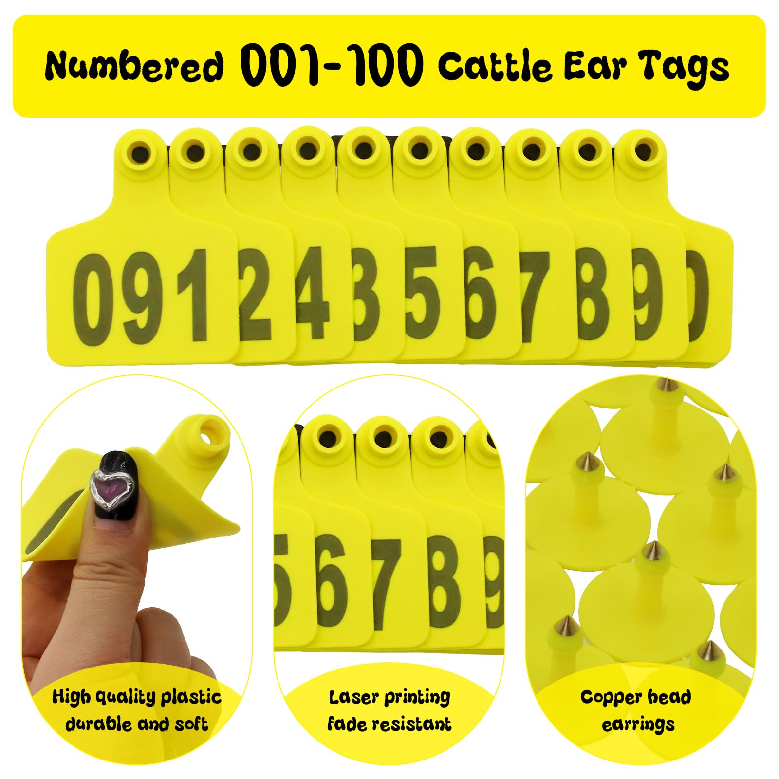 Abustle pig ear tag packaging photo showing complete set with numbers.