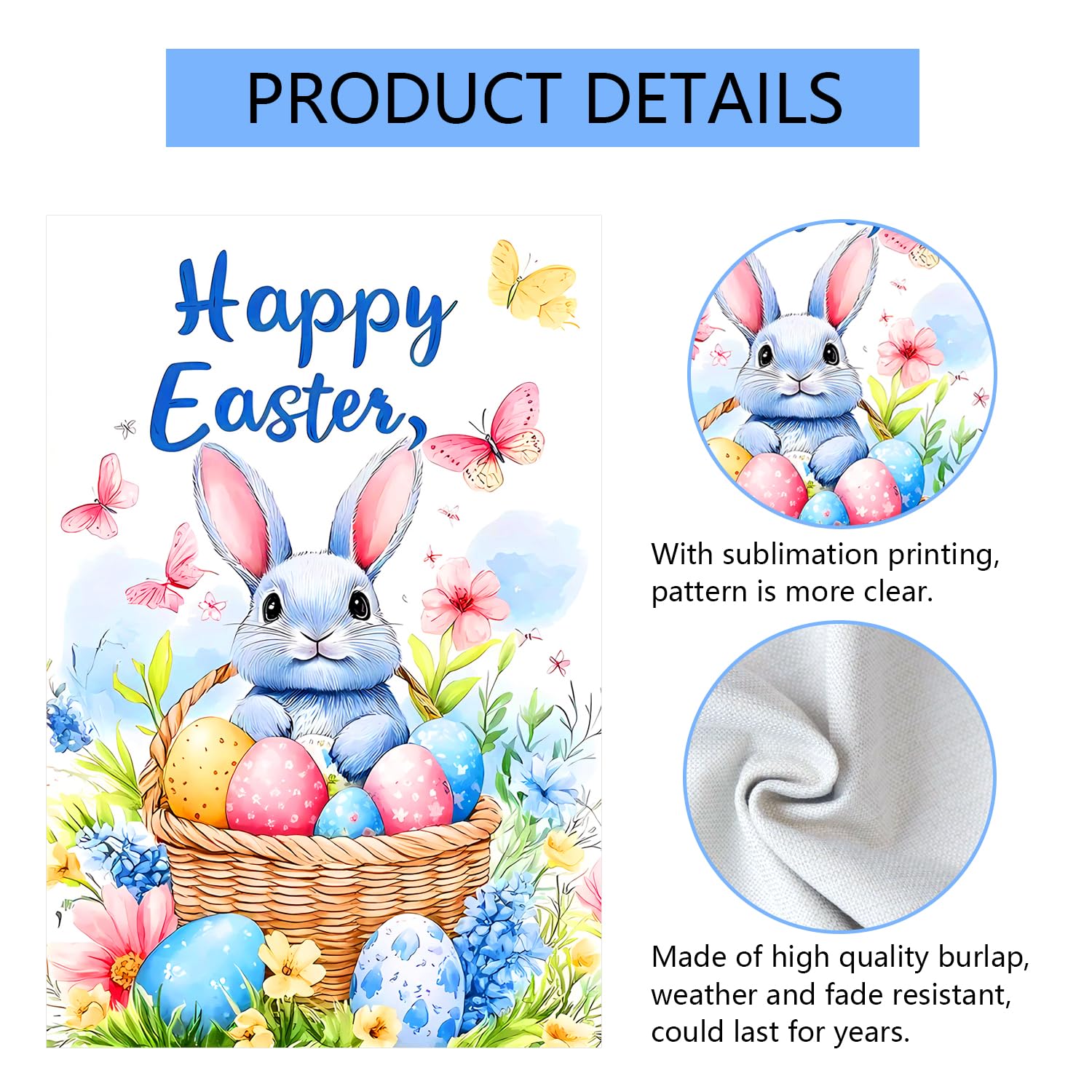 abzdfty double-sided patterns ensure bunny motifs seen from both sides