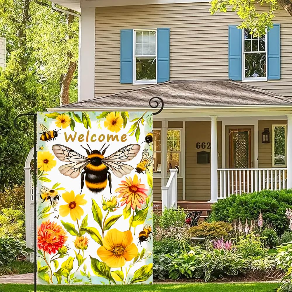 abzdfty garden flag shown fluttering softly in a gentle breeze
