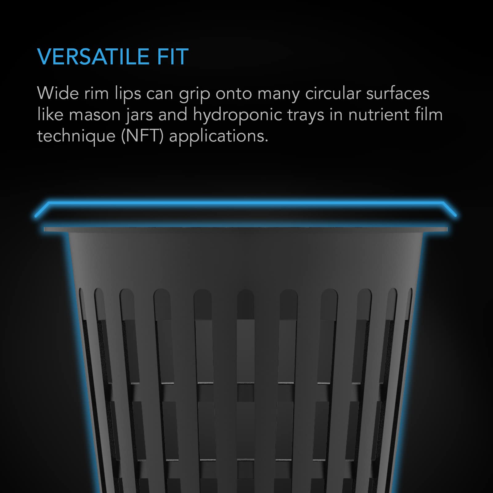 AC Infinity 2-inch cups compatible with clay pebbles, pumice, rock wool.