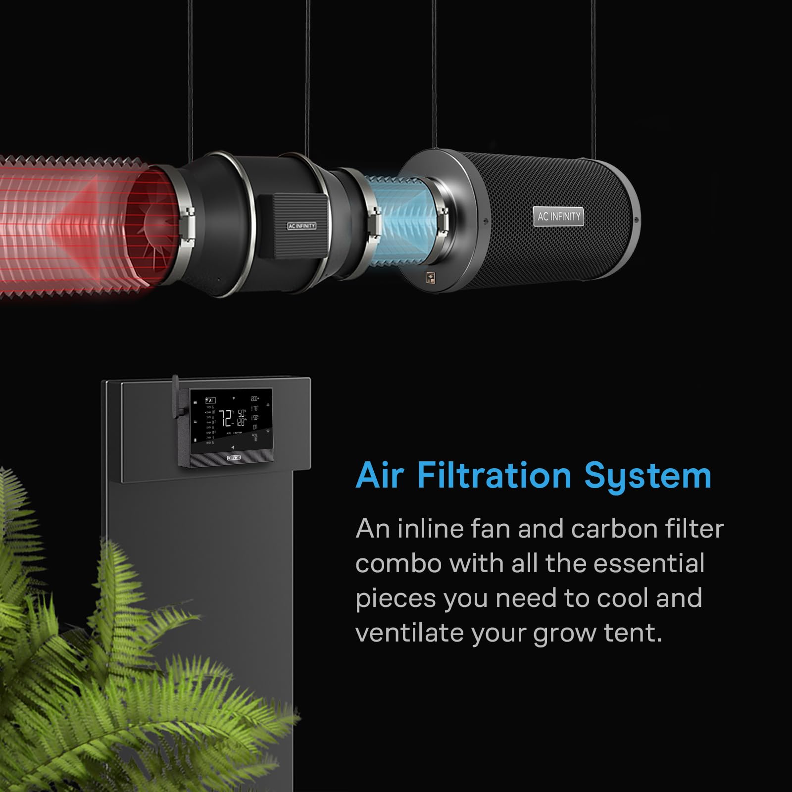AC Infinity AI controller WiFi panel displays real-time climate insights for proactive ventilation