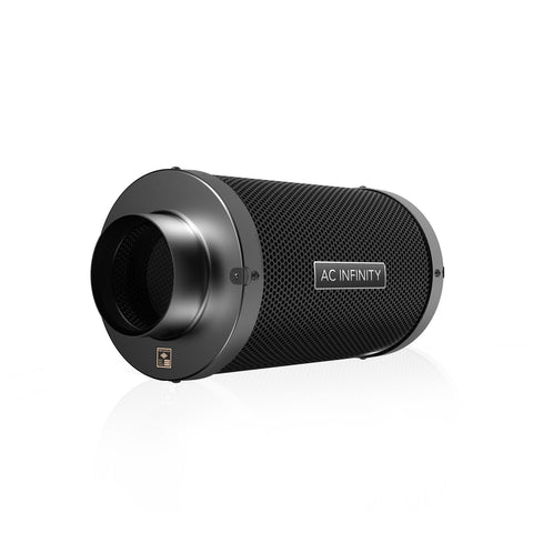 AC Infinity air carbon filter 4in closeup highlighting odor control in grow spaces