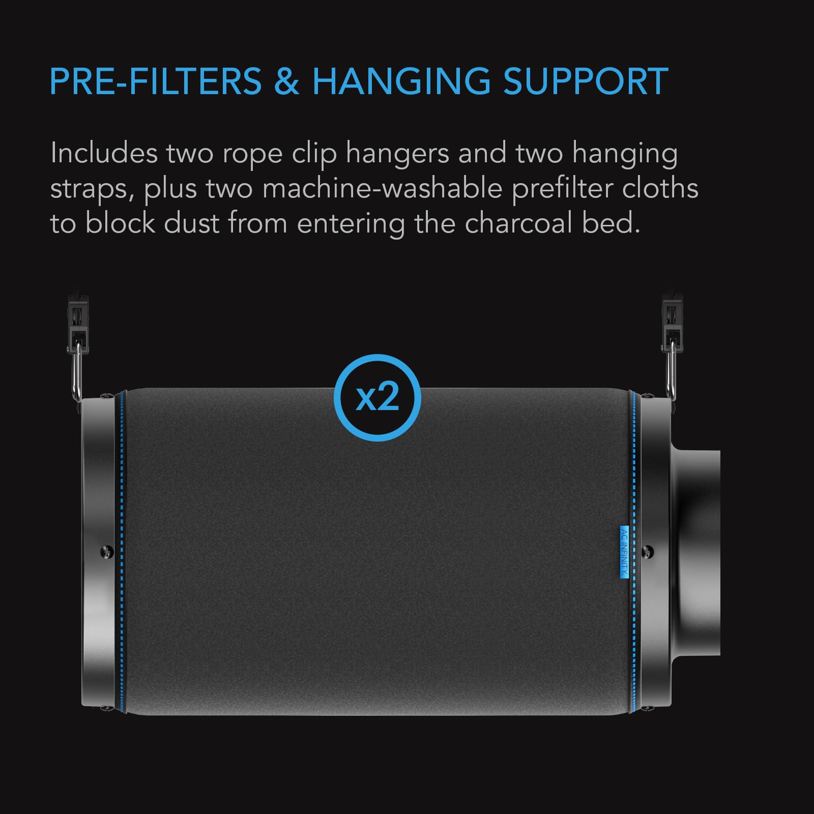 AC Infinity Air Carbon Filter connection port ready for standard ducting setups.