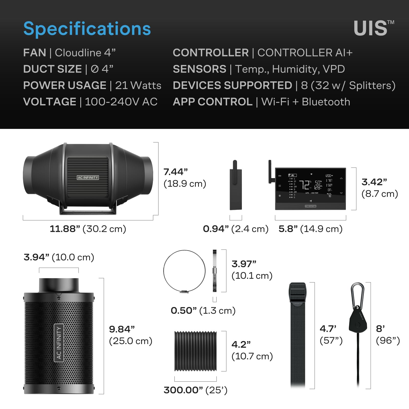Auto level adjusting AI controller optimizes airflow automatically.