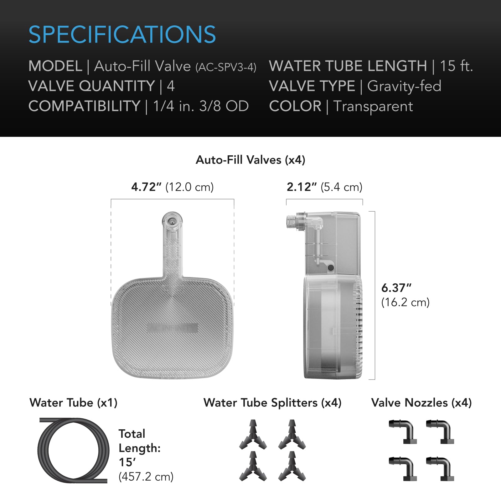 AC Infinity four-pack valve kit supports multiple watering points.