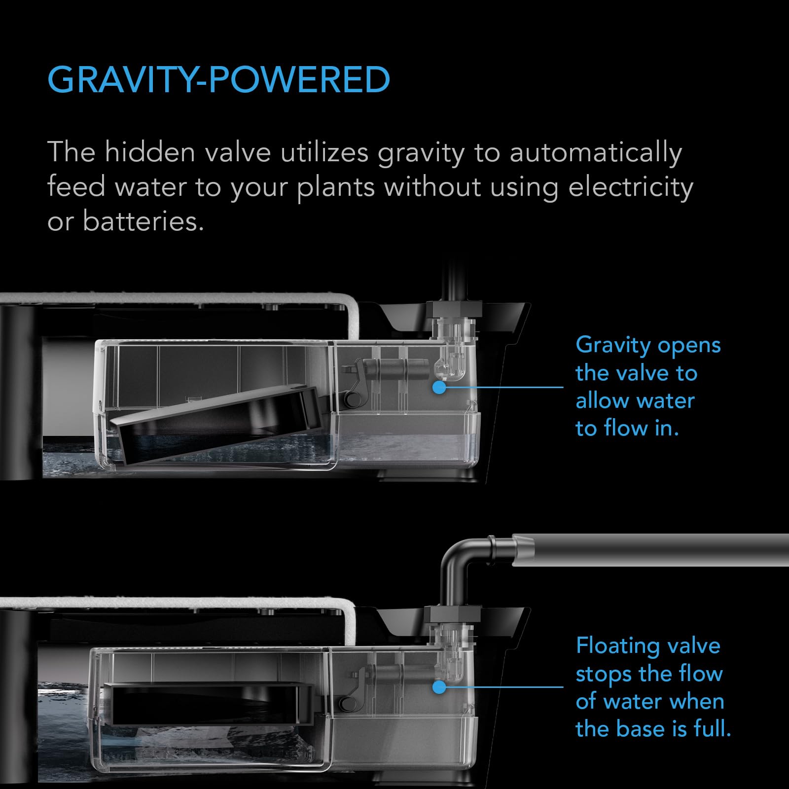 Secure-seal oversized float valve by AC Infinity prevents leaks during refilling.