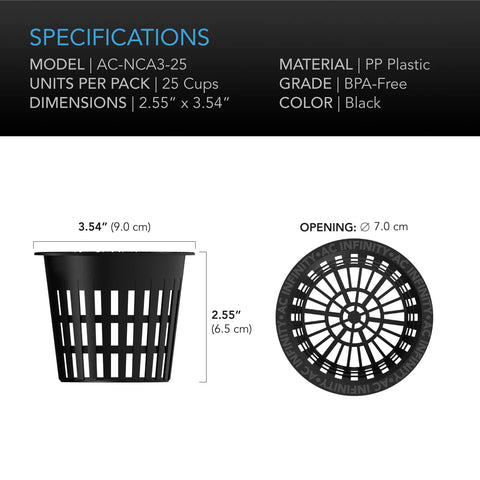 AC Infinity UV-resistant BPA-free plastic ensures safe, reusable plant containers.