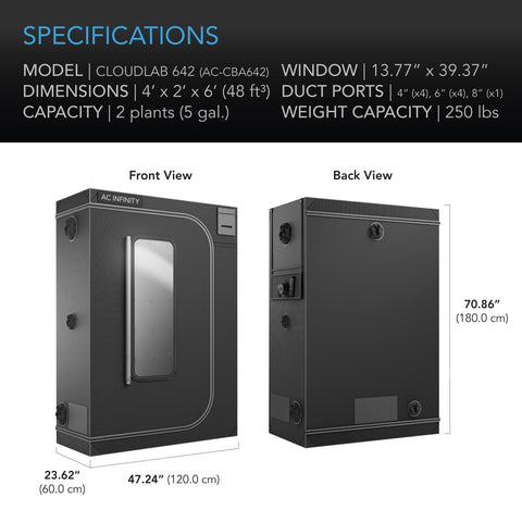 AC Infinity CLOUDLAB 642 heavy catch tray supports mess-free maintenance.