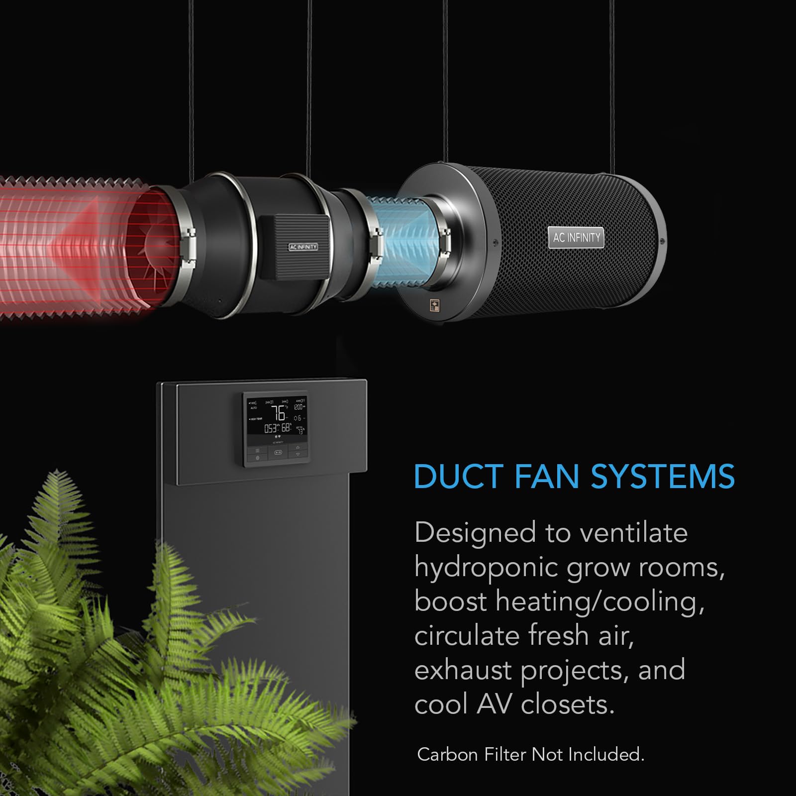 AC Infinity CLOUDLINE PRO T4 side profile dimensions fit in tight hydroponic spaces