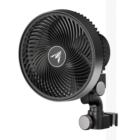 AC Infinity CLOUDRAY S6 clip fan front view for steady airflow in grow tents.