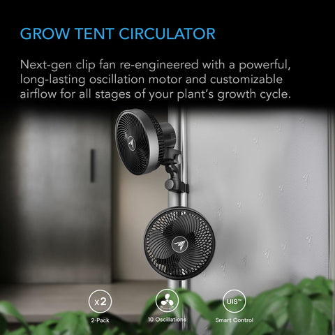 AC Infinity Cloudray S9 clip fan side angle shows compact hydroponics setup