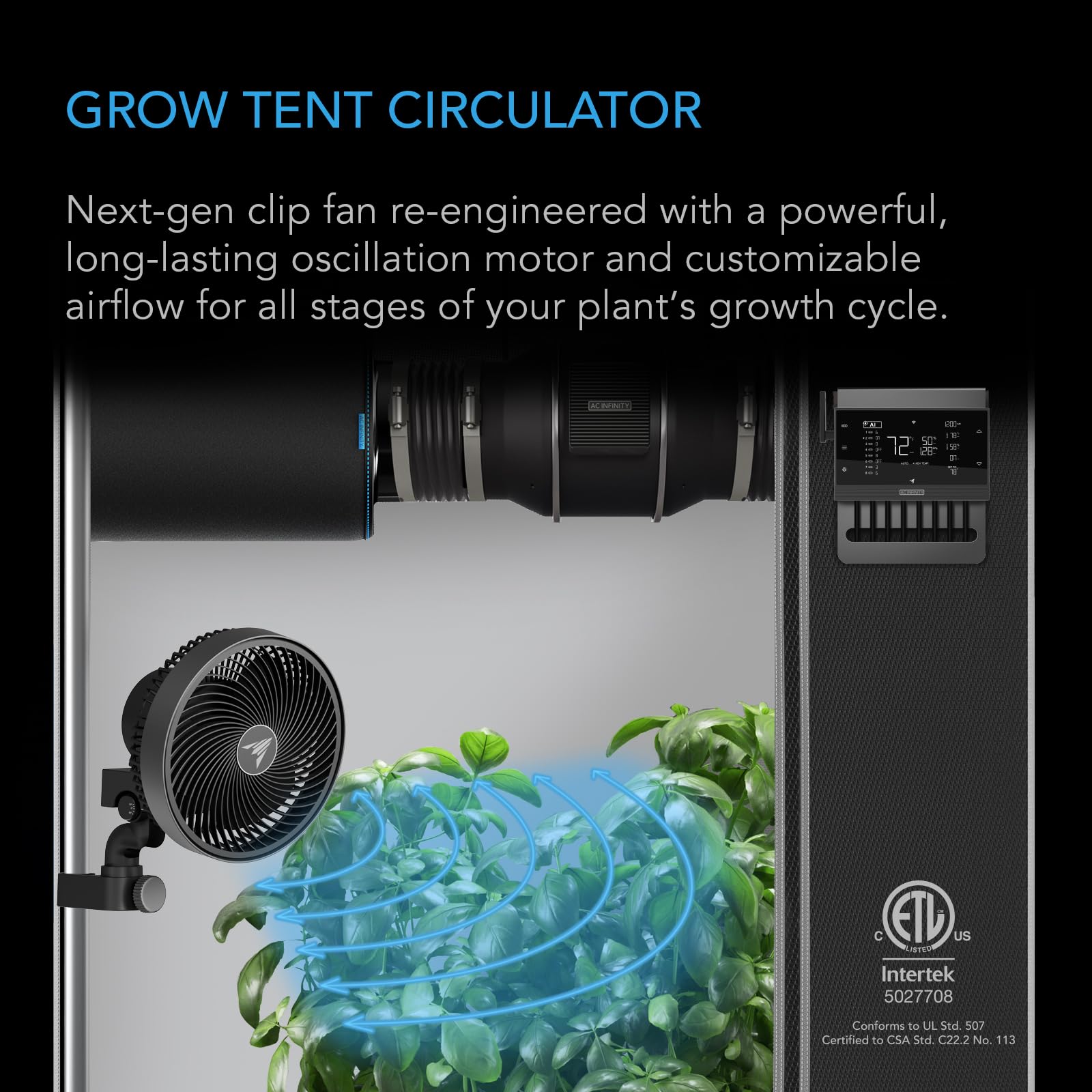 AC Infinity CloudRay S9 EC motor detail emphasizing durability.