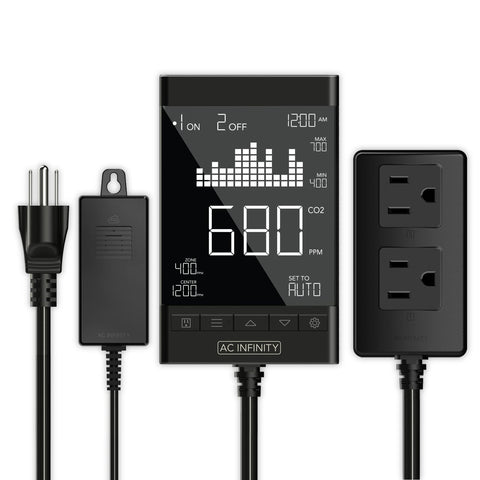 AC Infinity CO2 Controller two-plug system for precise grow space management.