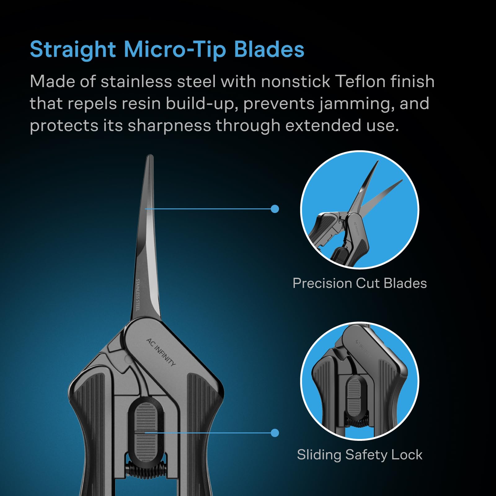 AC Infinity curved precision blades ensure accurate shaping with clean cuts.