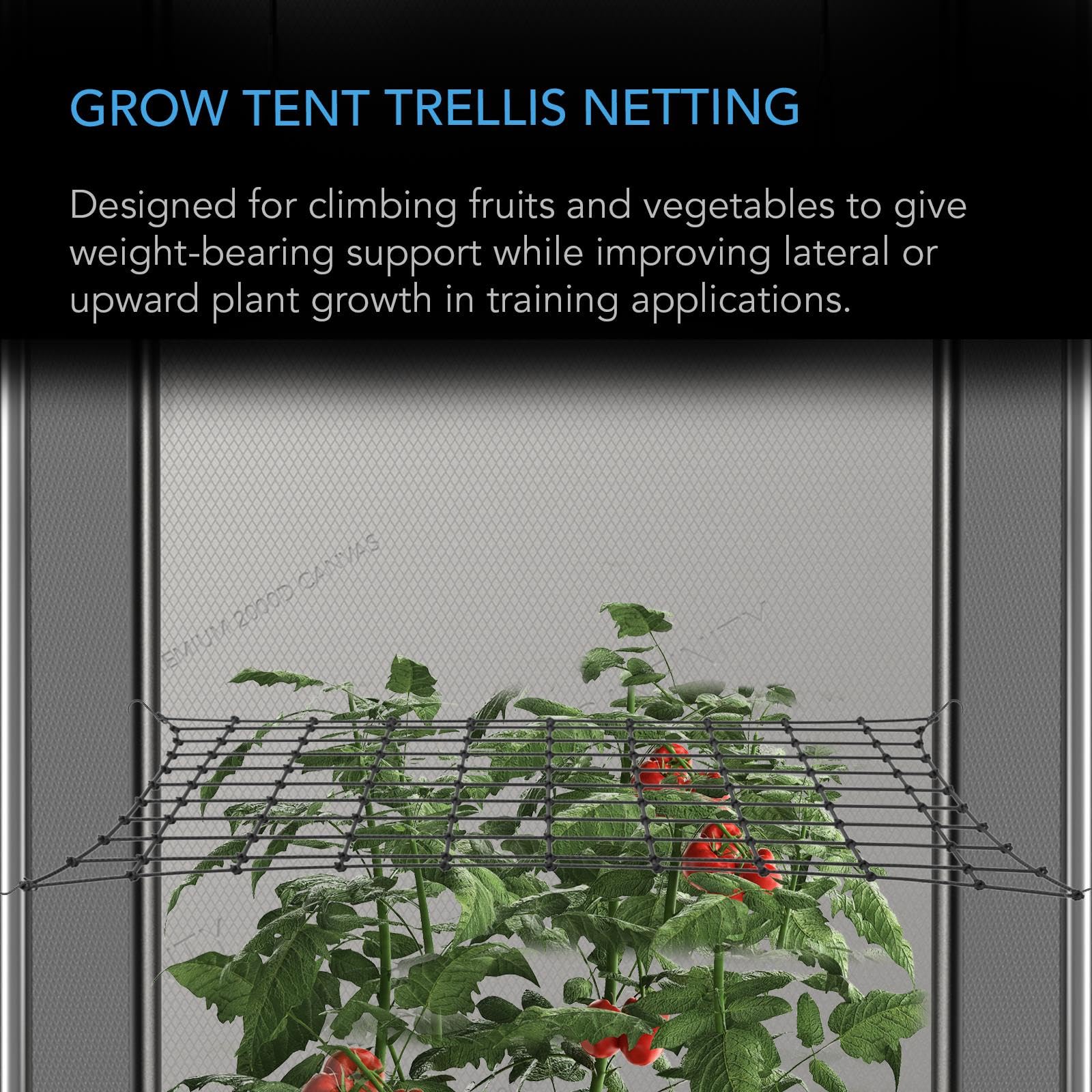 AC Infinity Elastic Cords Trellis provides strong yet gentle plant support