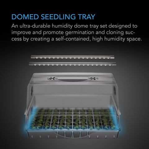 AC Infinity full-spectrum LED bars illuminate seedlings with efficient light.
