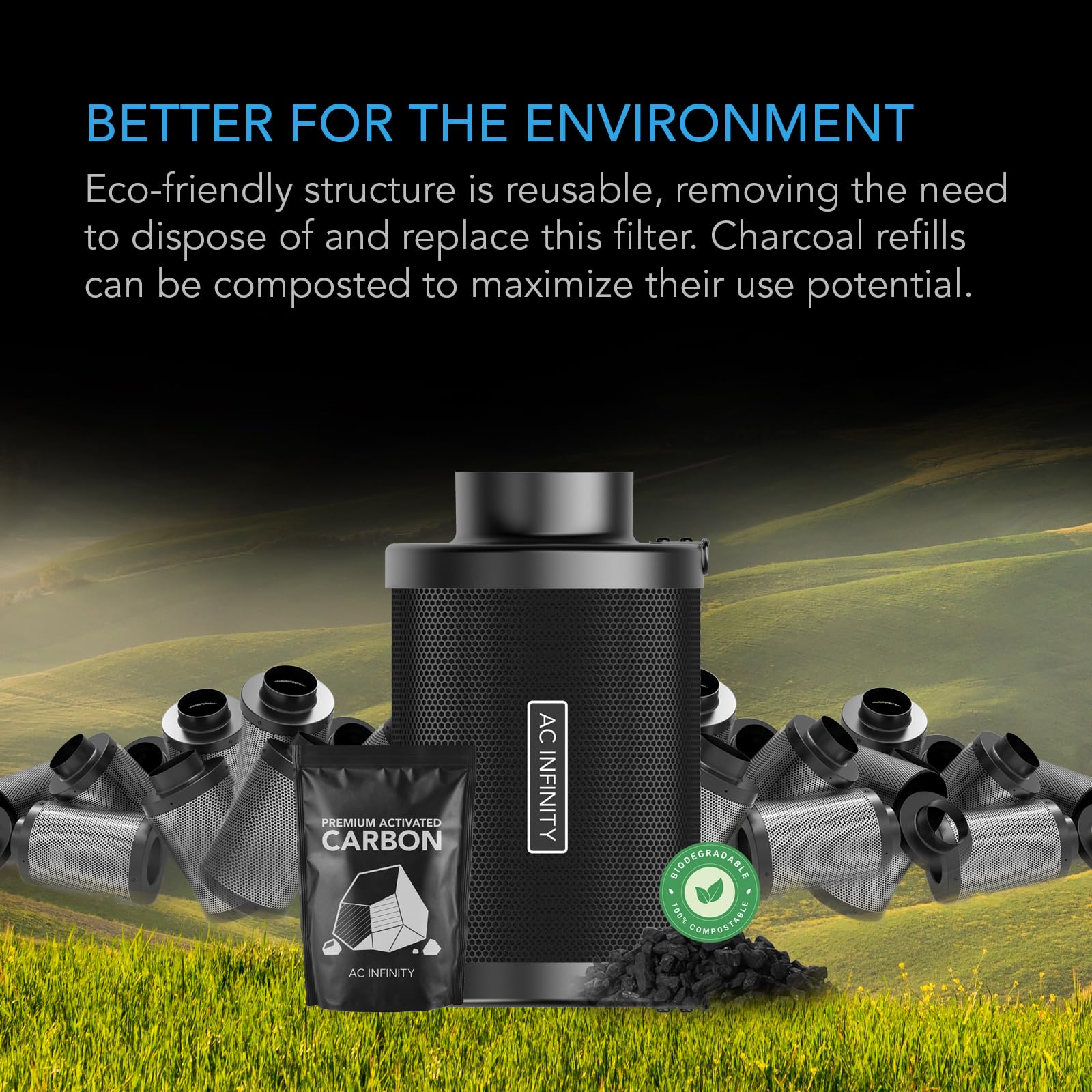 AC Infinity funnel and scoop included for quick top-ups