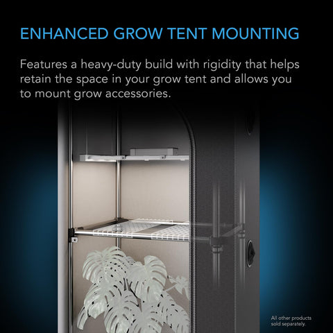 AC Infinity grip pads and hook-and-loop straps secure bars during setup for stability.