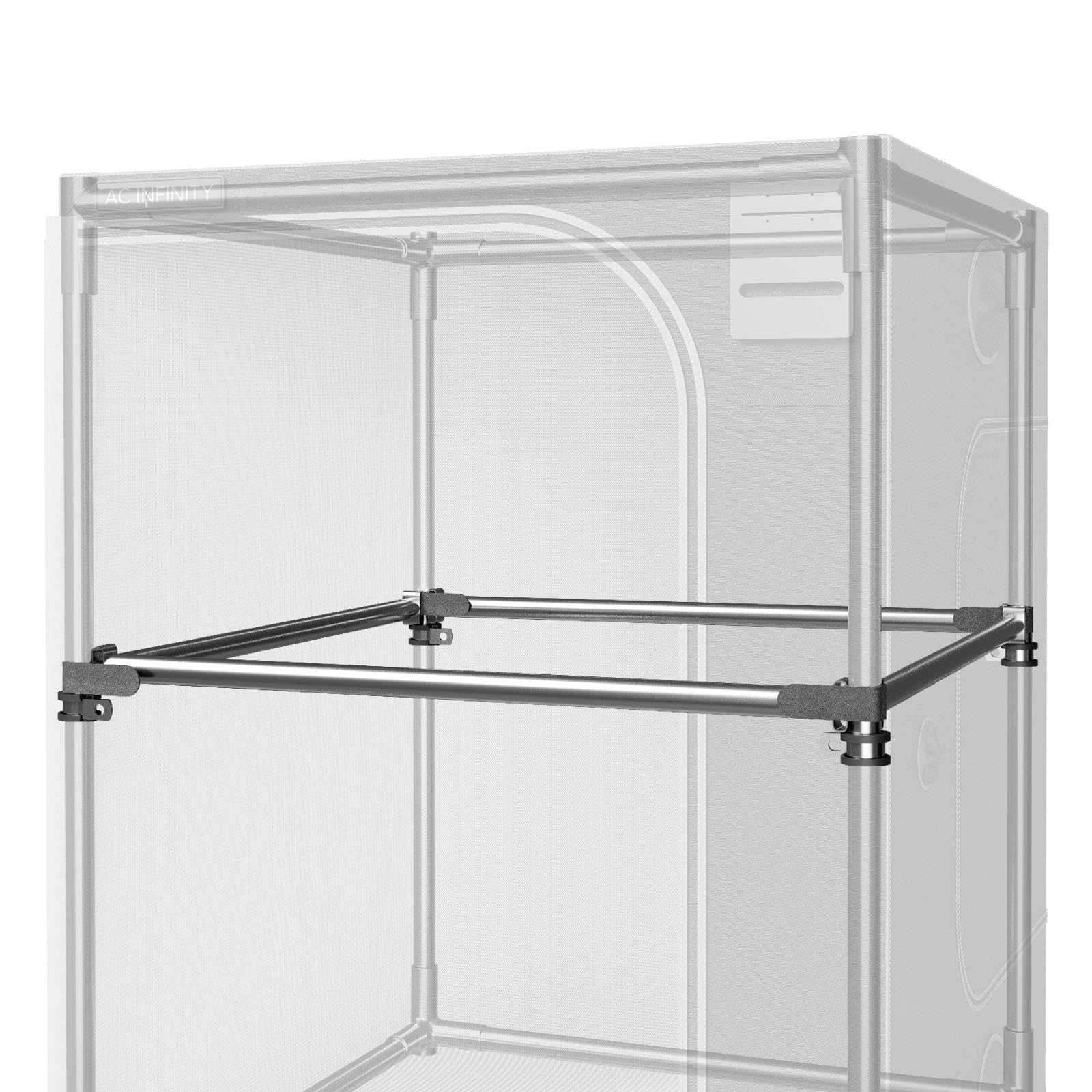 AC Infinity heavy-duty mounting bars for 5x5 tents show a solid setup and space optimization.