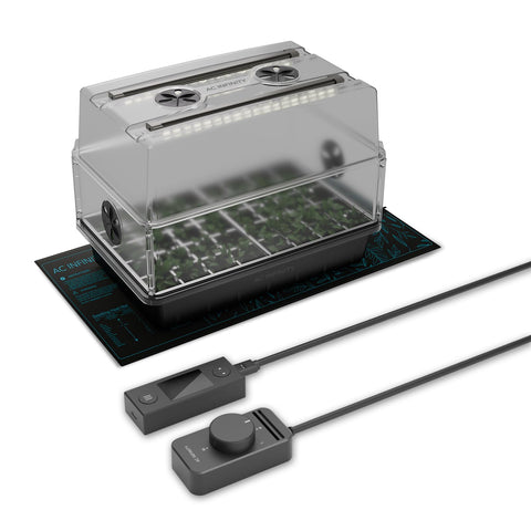 AC Infinity humidity-dome 5x8 germination kit supports steady humidity for seed starting.
