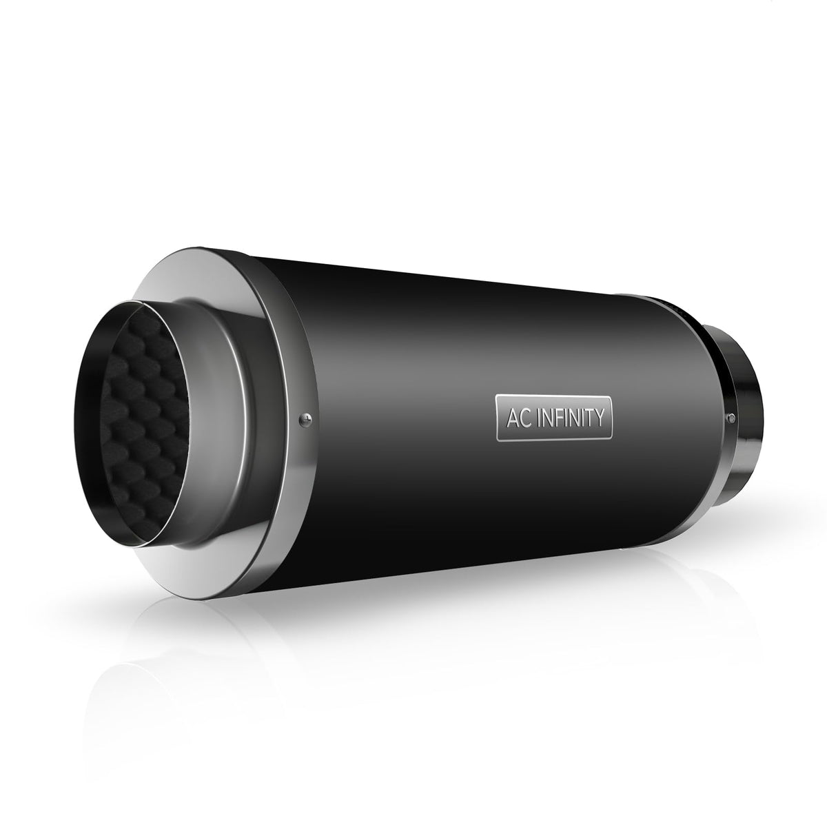 AC Infinity Inline Duct Fan Silencer with dual aluminum flanges reduces vibration noise.