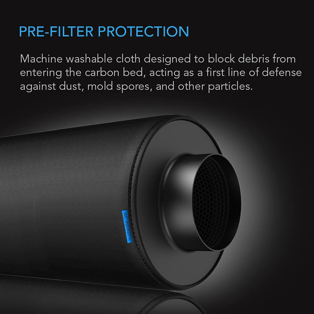 AC Infinity inline filter sleeve blocks dust and lint for airflow