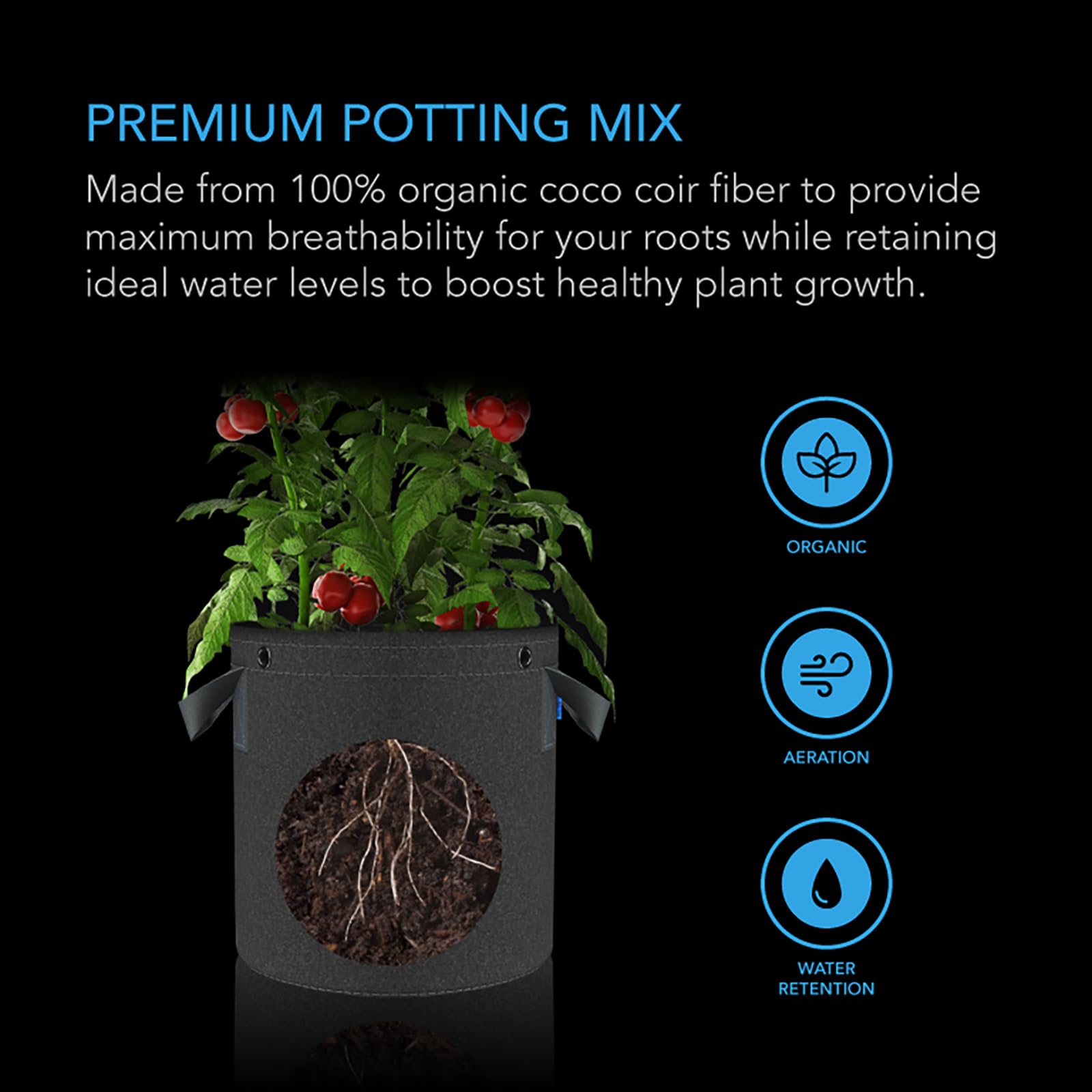 AC Infinity coco coir brick soaking to expand for ready-to-plant soil substitute.