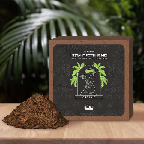 AC Infinity seed-starting base provides pest-free, pH-neutral growing foundation.