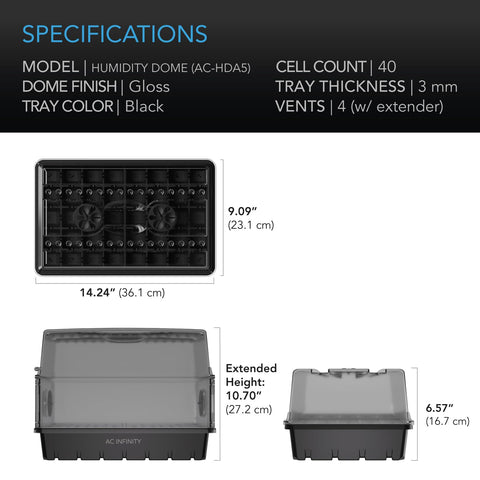 AC Infinity clear dome showing light penetration for seedlings