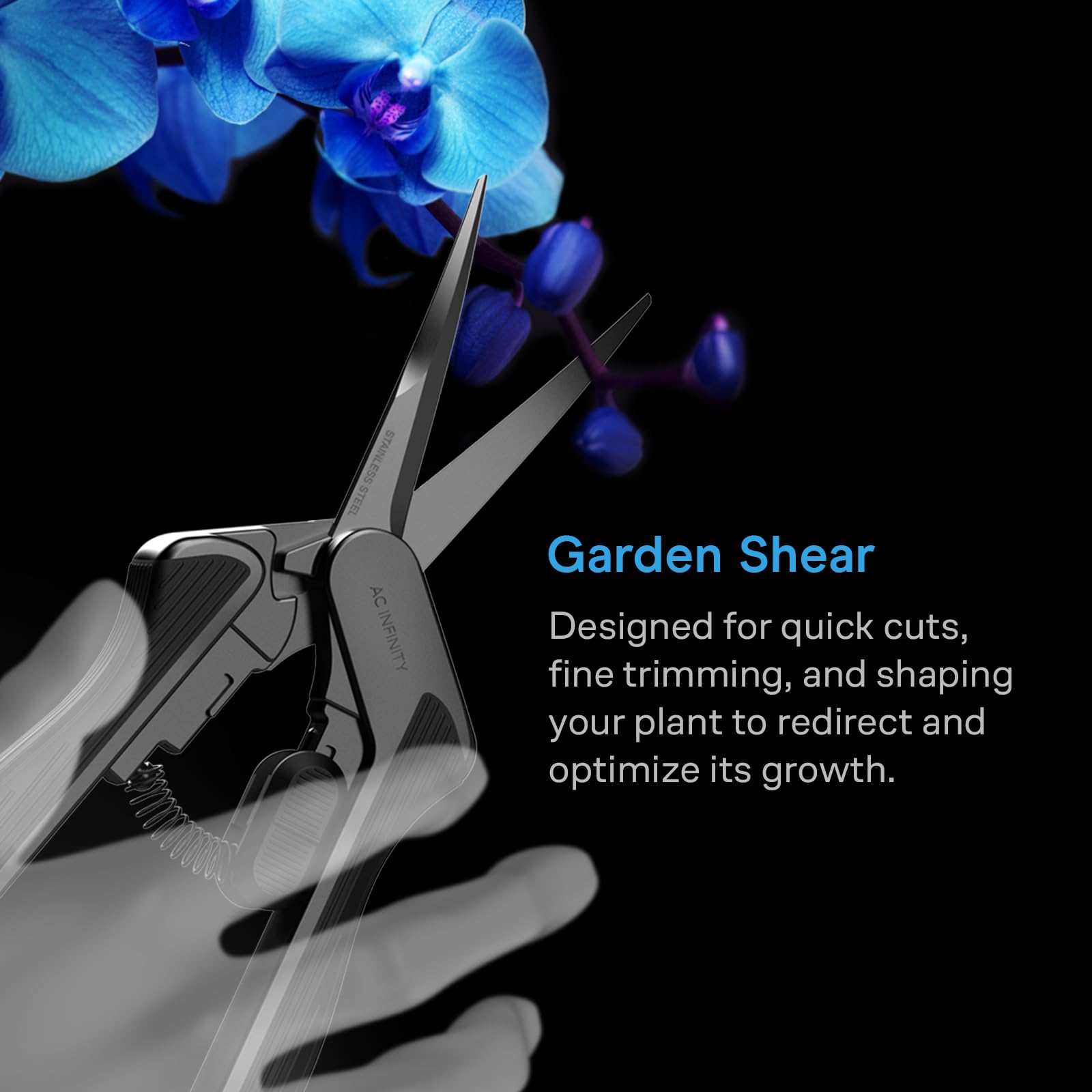 AC Infinity lightweight ergonomic pruning shear with comfortable grip for extended use.