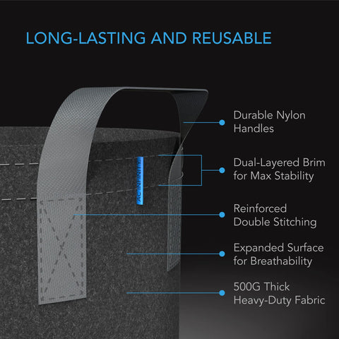 AC Infinity reinforced stitching and durable seams for long-lasting garden use