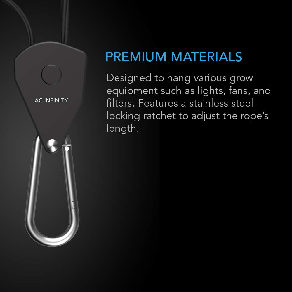AC Infinity rope hanger with fan support keeps inline fans securely positioned.
