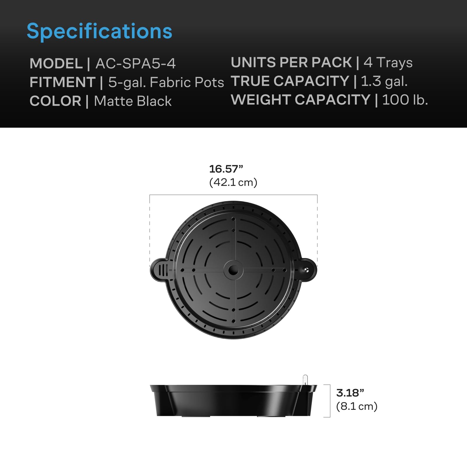 AC Infinity base lifting fabric pots off the ground for cleaner soil