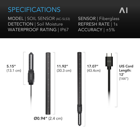 AC Infinity soil sensor probe placement supports deep soil insight in pots
