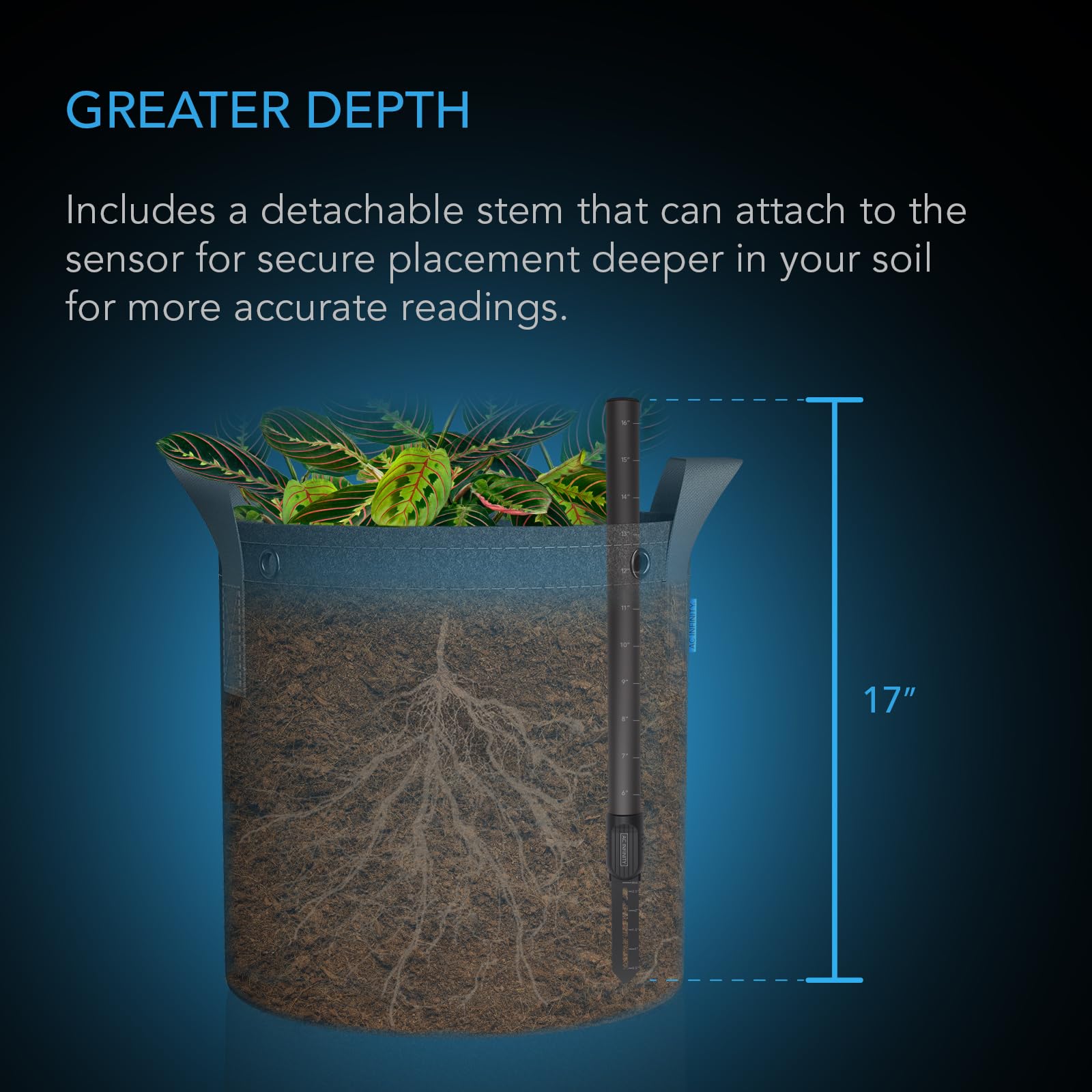 AC Infinity soil sensor probe preserves root health with gentle design