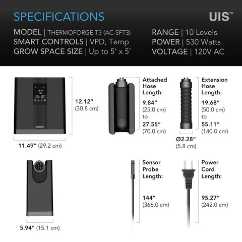 AC Infinity ThermoForge T3 corded sensor probe for accurate sensing