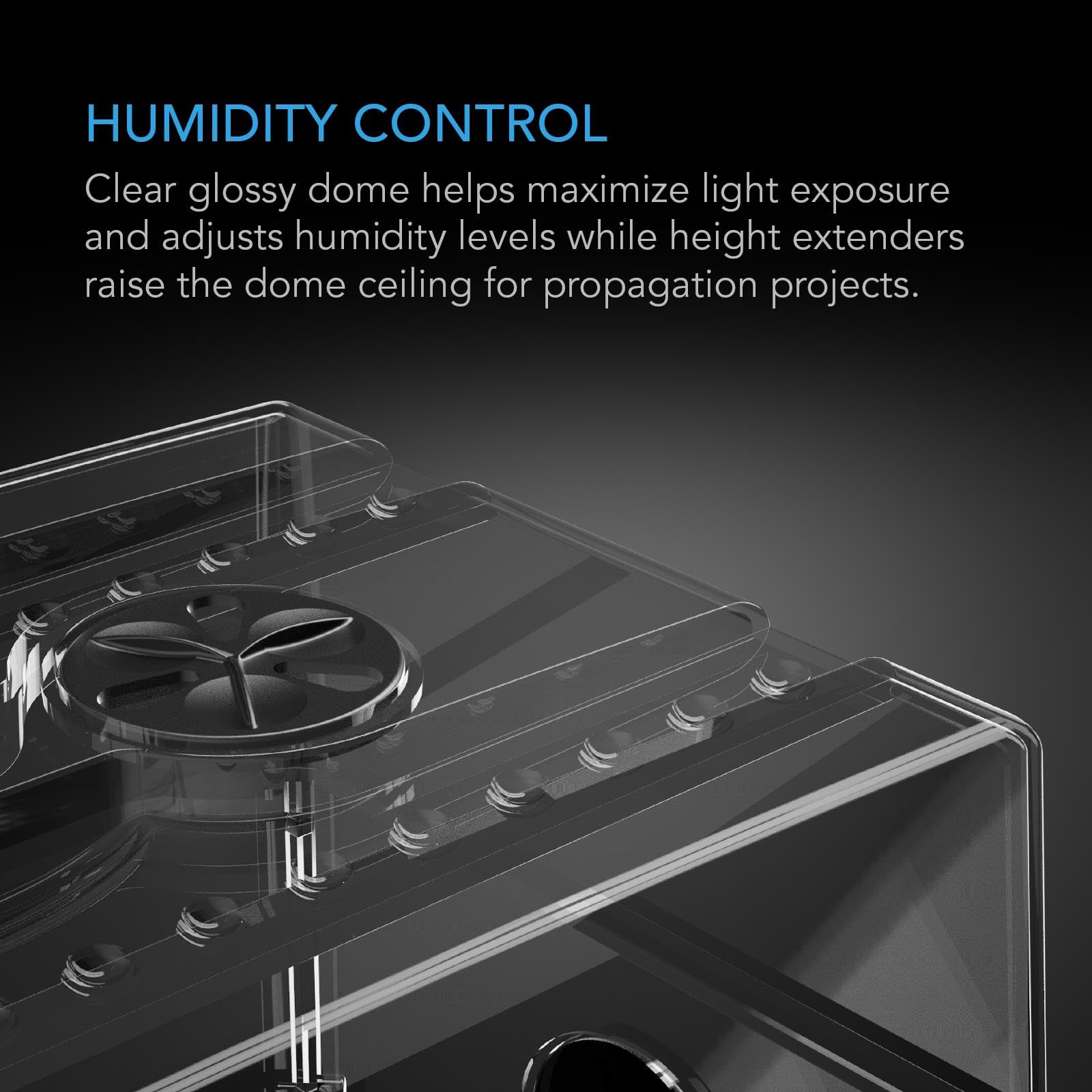 AC Infinity vented height extension panels enabling adjustable propagation airflow