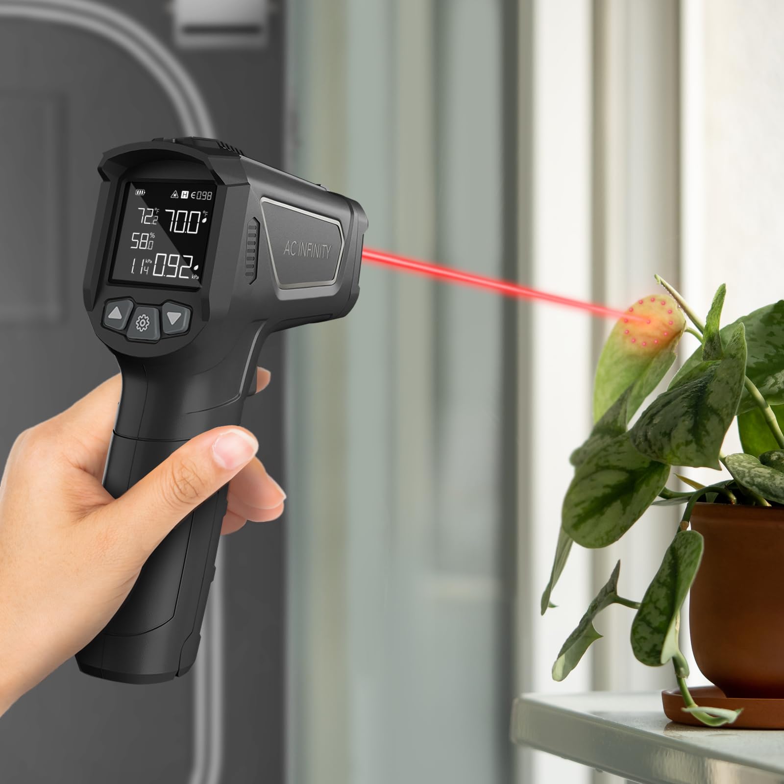 AC Infinity VPD thermometer used in grow tents for versatile monitoring.