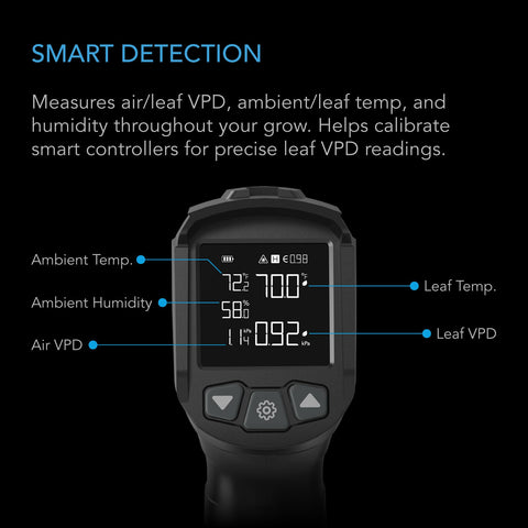AC Infinity VPD thermometer in use inside a grow space.
