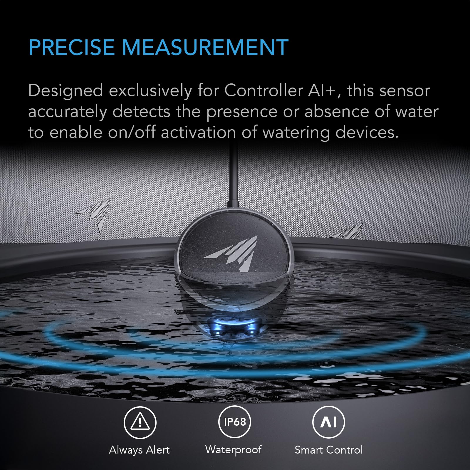 AC Infinity water sensor with leak alert enables real-time notifications and fast responses.