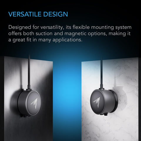 AC Infinity sensor secured by suction mount for flexible placement in grow spaces.