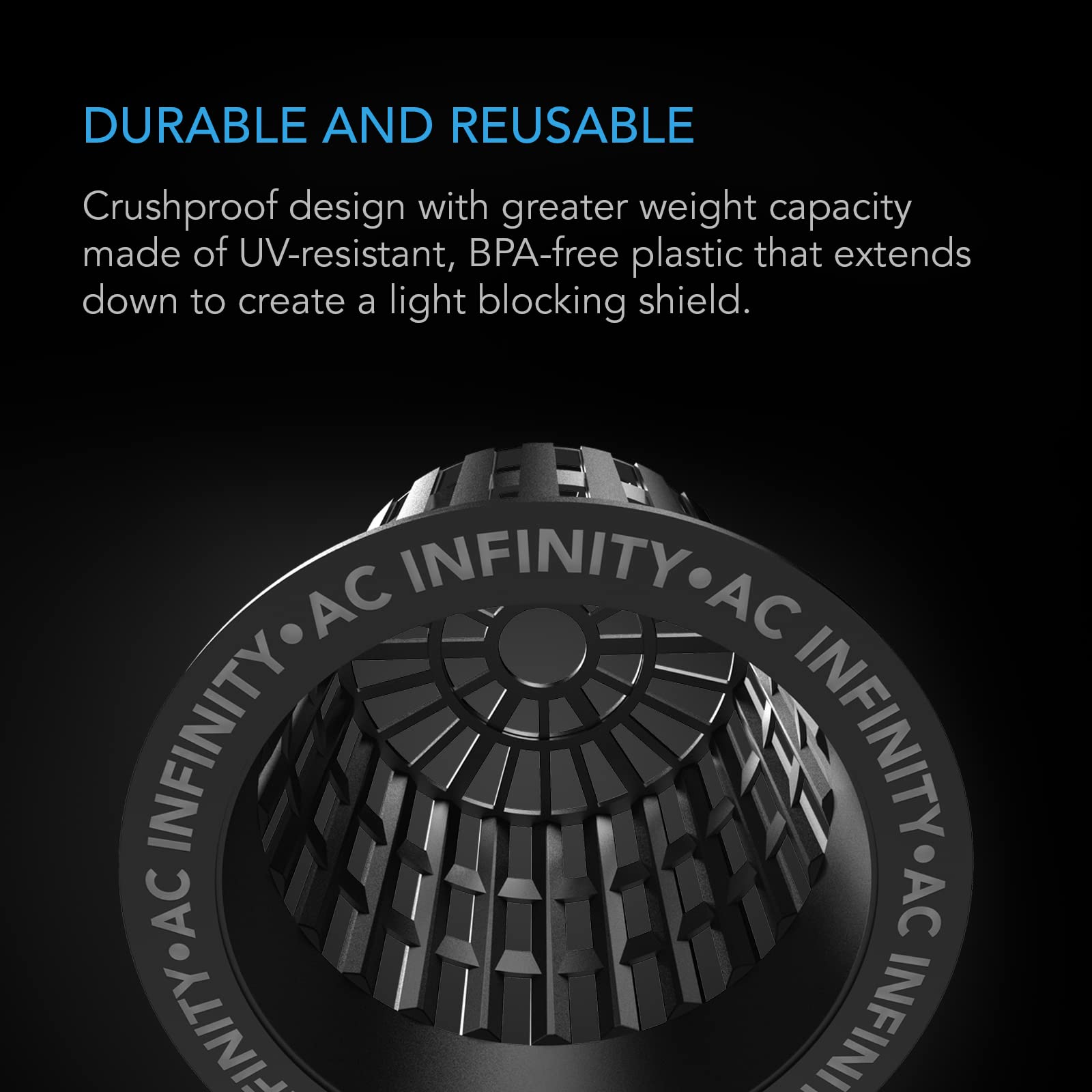 AC Infinity wide lip rim for NFT trays and circular growing surfaces.